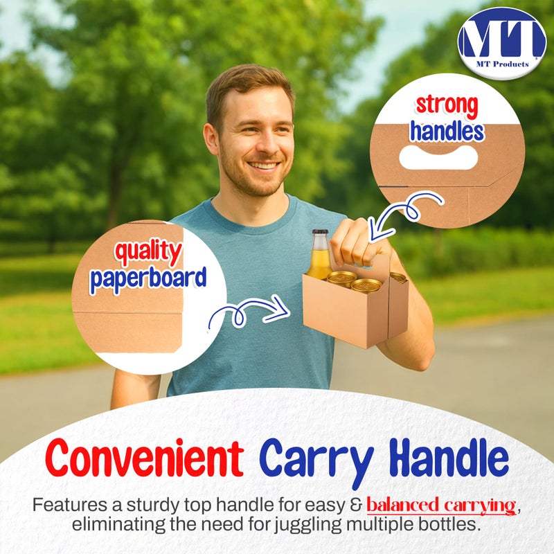 MT Products Brown 6 Pack Bottle Holder 12 oz. - Kraft Cardboard Bottle Carrier (Pack of 10) - Made in the USA - Image 3